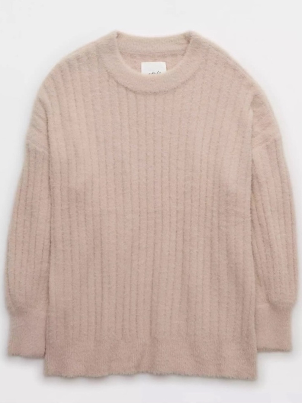 Aerie Buttercream Crew Sweater Antique Rose Oversized Ribbed
